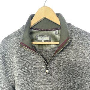 Ted Baker London Horizontal Quilted Sweater 1/4 Zip Pullover Mens Size 2XL Gray